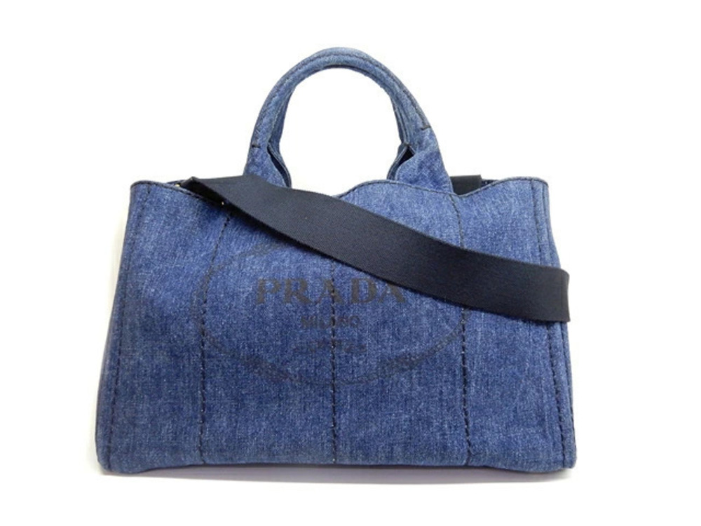 Prada Canapa Handbag Denim Blue